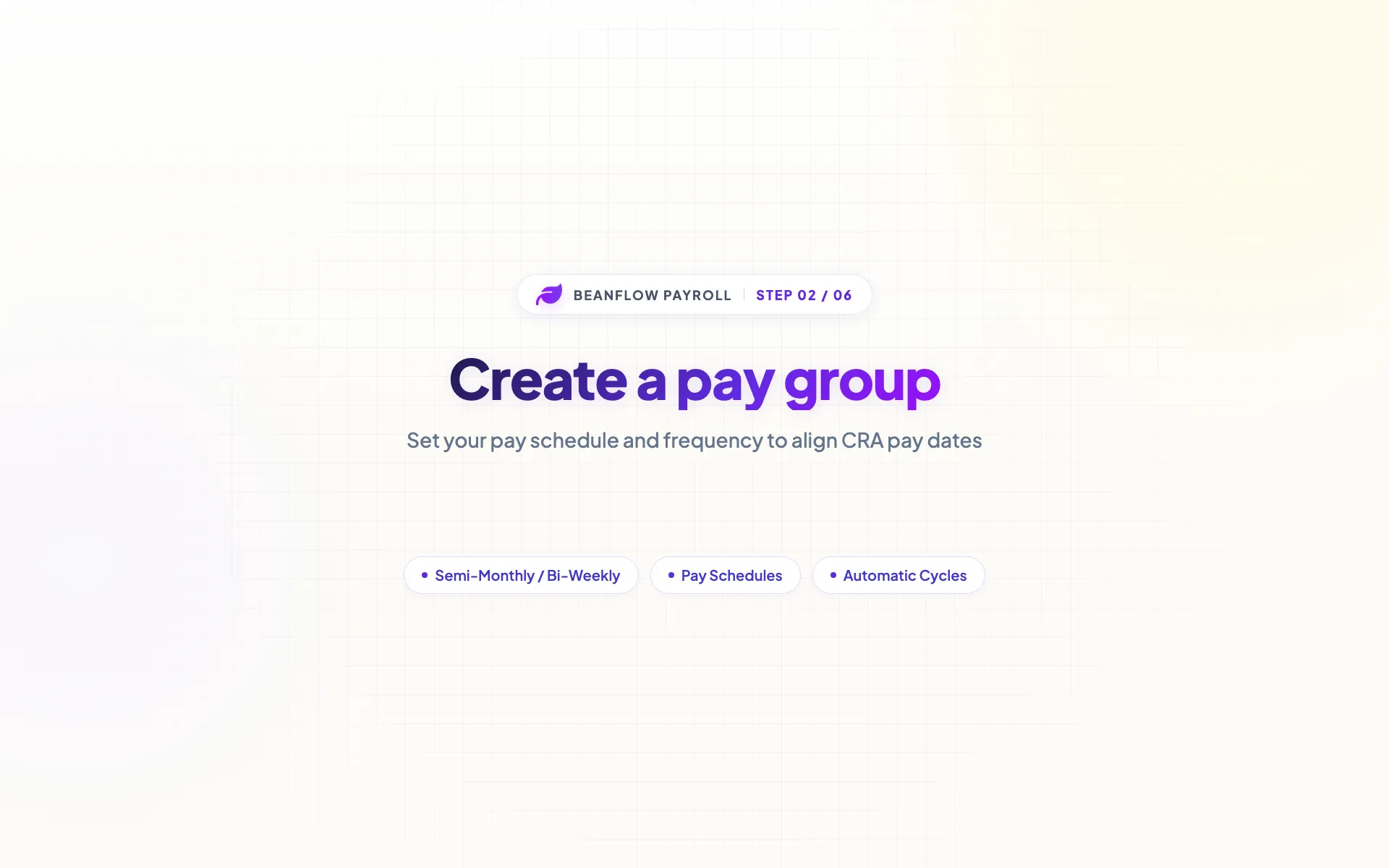 Product screen: Create a catch-up pay group